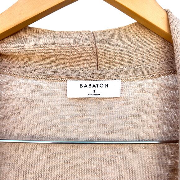 Babaton Aritzia Mid-Length Duster Cardigan Open Long Nude Tan Knit Small - Picture 3 of 9